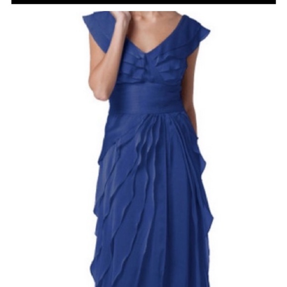 Adrianna papell blue raffle maxi formal dress size 12 - Picture 2 of 13